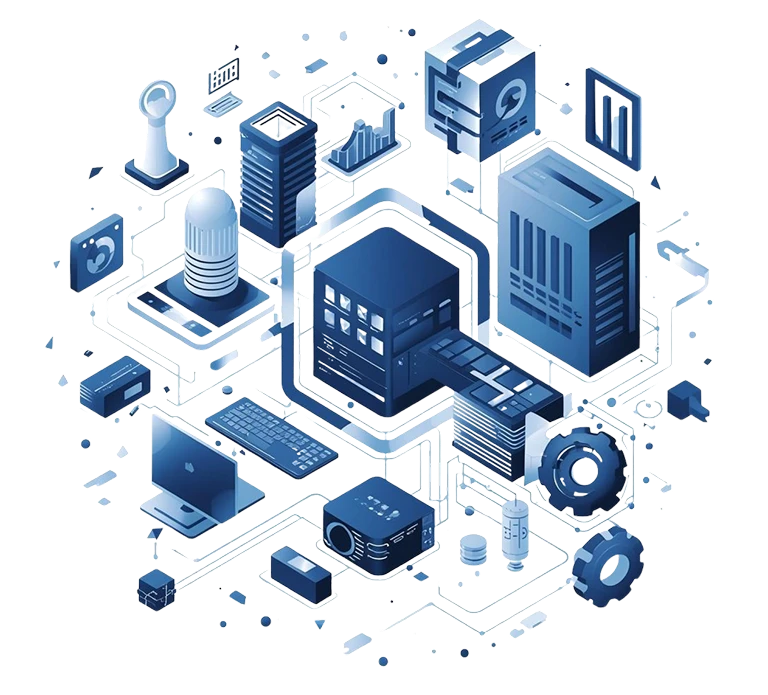 3D illustration of digital software and infrastructure